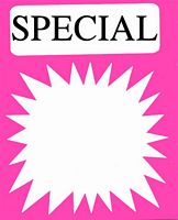 "SPECIAL" Splash Signs, 100 /Pk, 96x120mm
