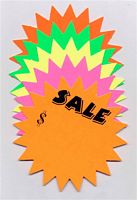 Assorted Fluorescent Sale Stars - Medium 20 /Pk, 135mm