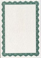 Optima Green Certificate of w/SealsA4, 25/Pk